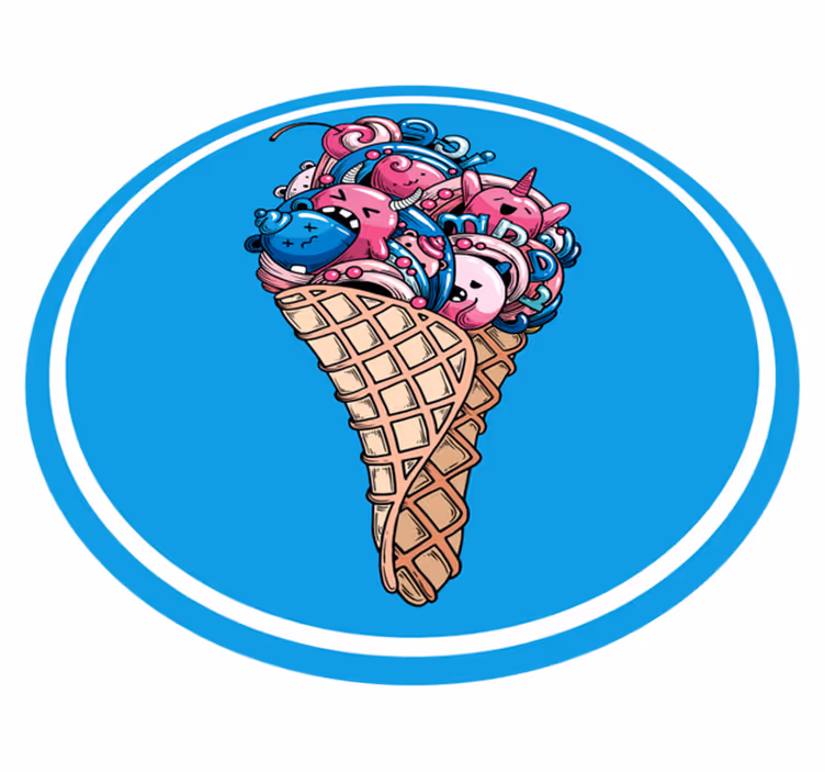 Alfombra vinílica redonda delicia de helado - TenVinilo