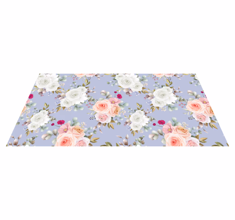 Alfombra vinílica flores Acuarela azul y morado - TenVinilo