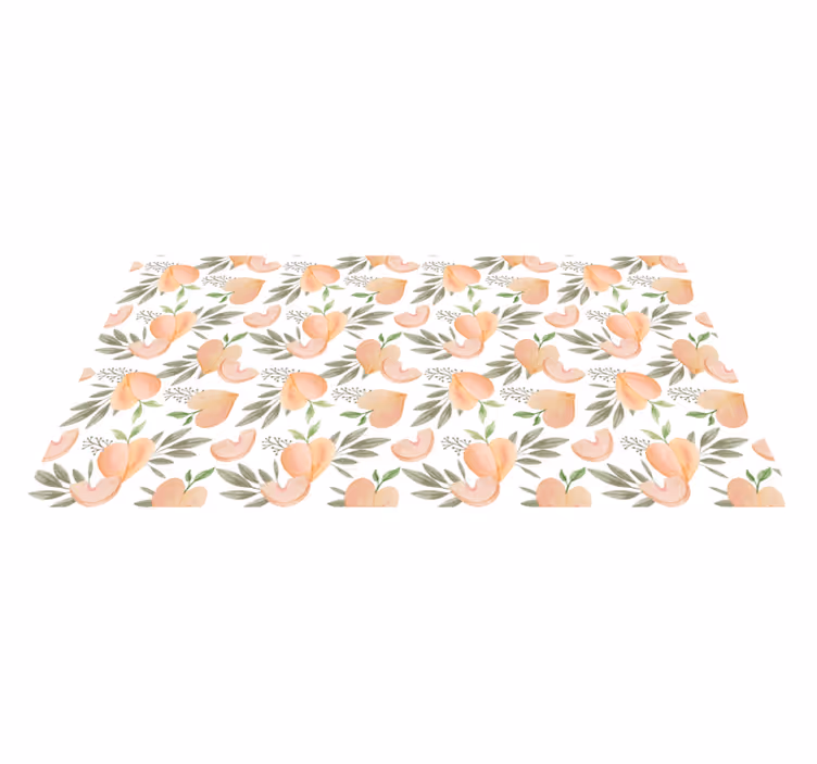 Alfombra vinílica cocina arreglo floral de melocotón - TenVinilo