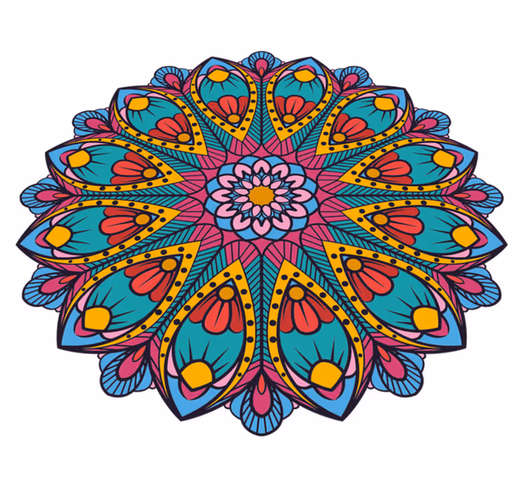 Alfombra vinílica mandala Mandala de colores del arco iris - TenVinilo