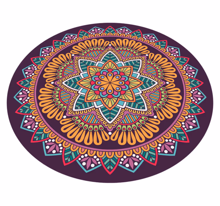 Alfombra vinílica mandala elemento floreciente y animado - TenVinilo