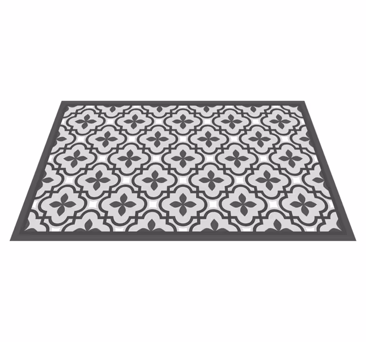 Alfombra vinílica hidráulica Patrón floral clásico gris y blanco - TenVinilo