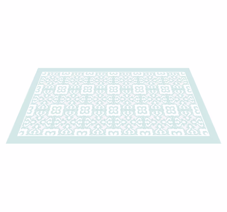 Alfombra vinílica hidráulica Patrón floral vintage aguamarina cla - TenVinilo