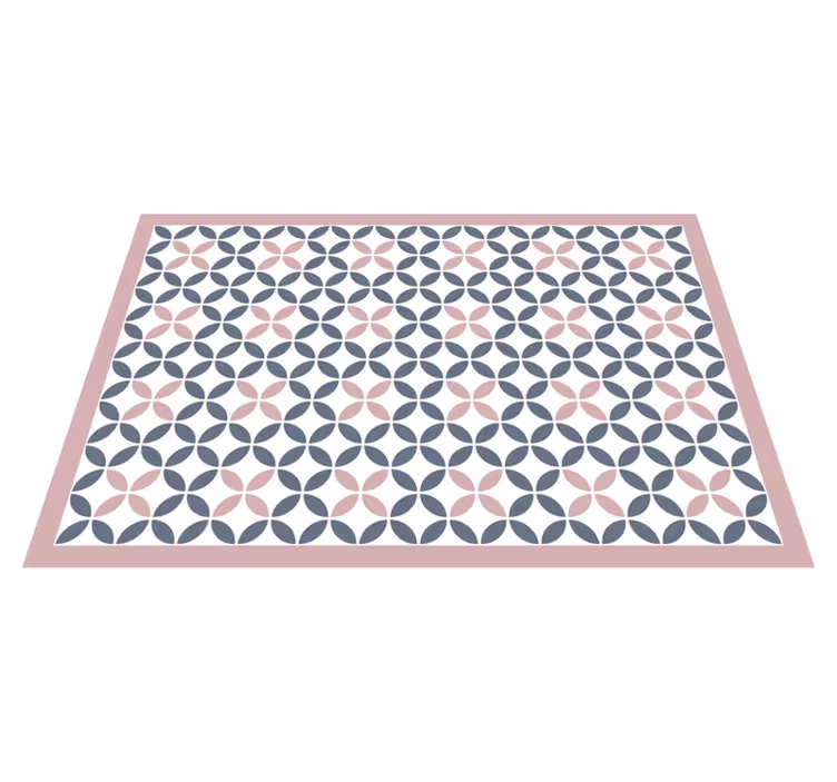 Alfombra vinílica mosaico diseño redondo en beige y gris. - TenVinilo