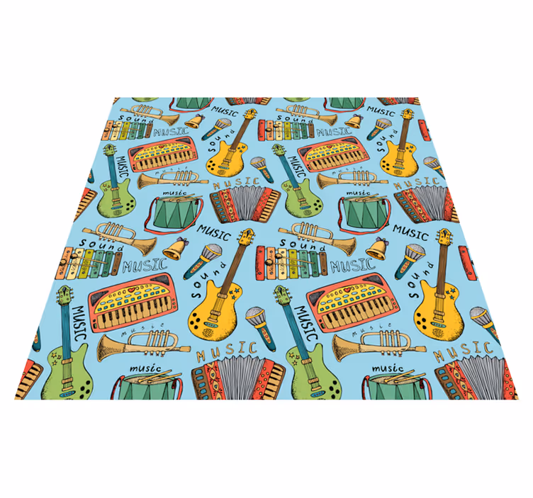 Alfombra vinílica infantil instrumentos musicales alegres - TenVinilo