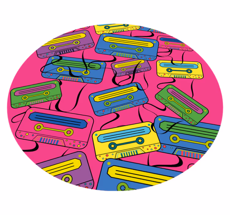 Alfombra vinílica infantil cintas de cassette vívidas - TenVinilo