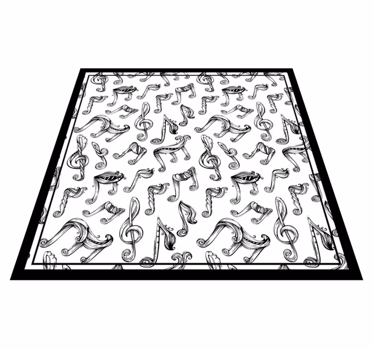 Alfombra vinílica juvenil concepto de notas musicales - TenVinilo