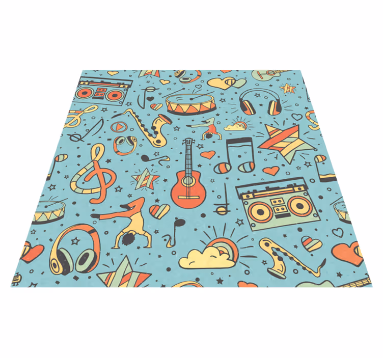 Alfombra vinilo cuadrada Patrón de icono de instrumentos de color - TenVinilo