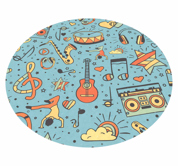 Alfombra vinílica infantil tema de notas musicales - TenVinilo