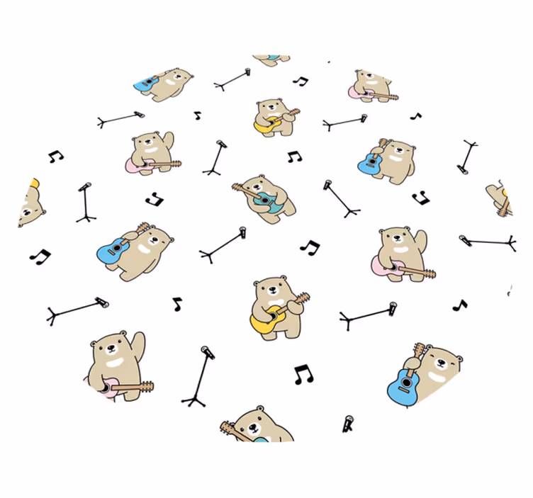 Alfombra vinílica bebé diversión musical con osos - TenVinilo