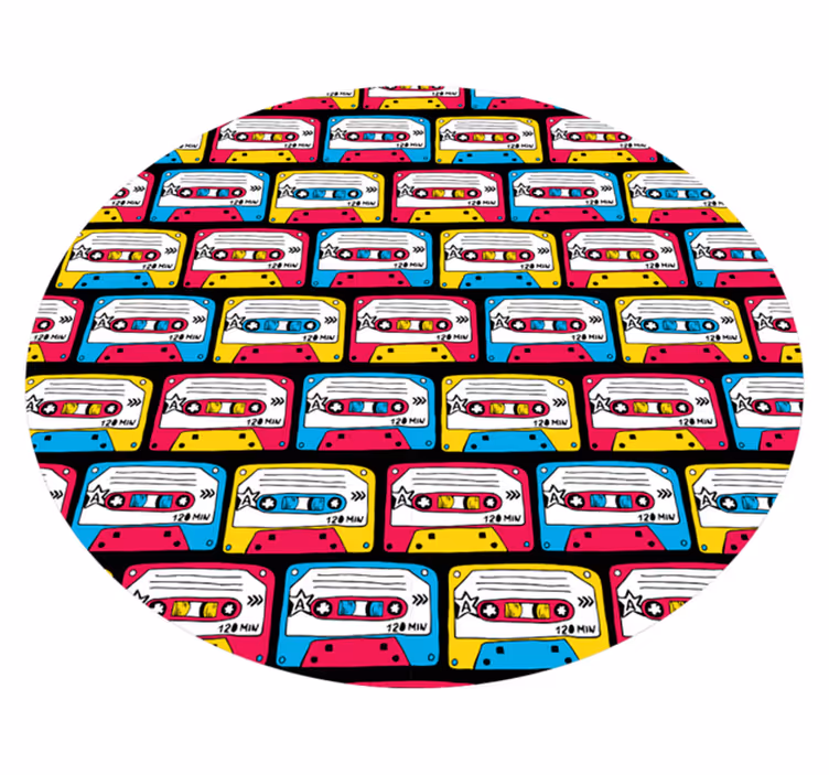 Alfombra vinílica vintage cintas de cassette alegres - TenVinilo