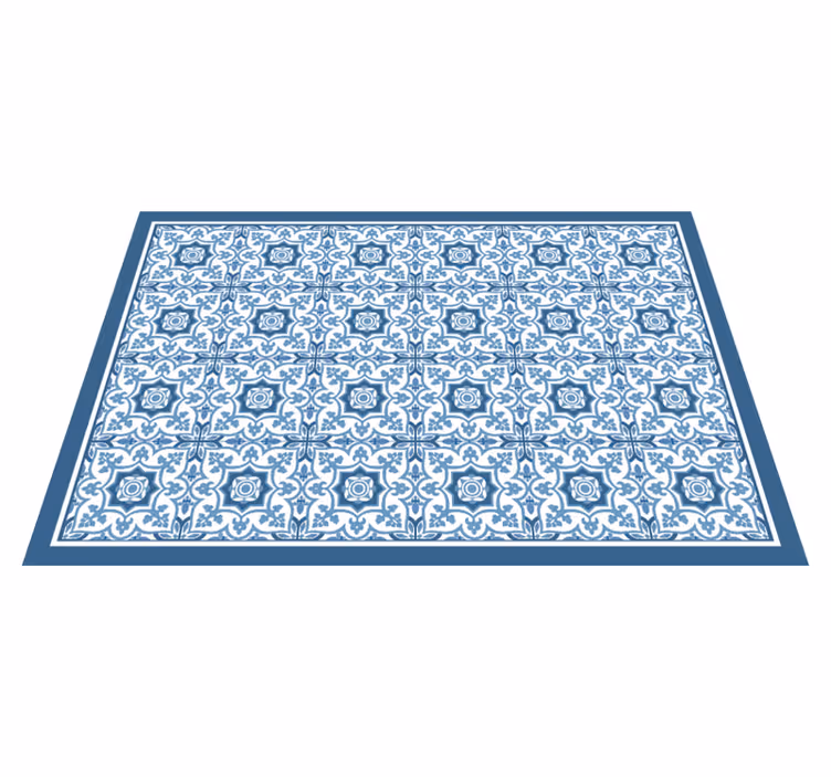 Alfombra vinílica hidráulica mosaico con estampado azul - TenVinilo