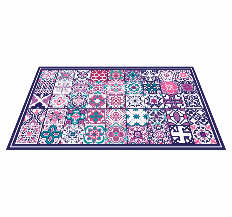 Alfombra vinílica baño Patrón de mosaico rosa marroquí - TenVinilo