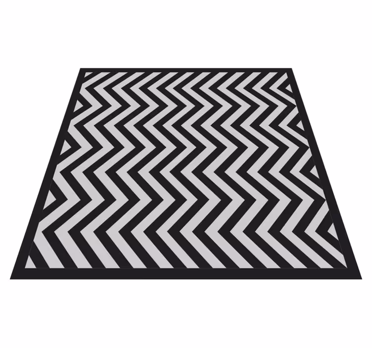 Alfombra vinílica geométrica zigzag negro y gris - TenVinilo