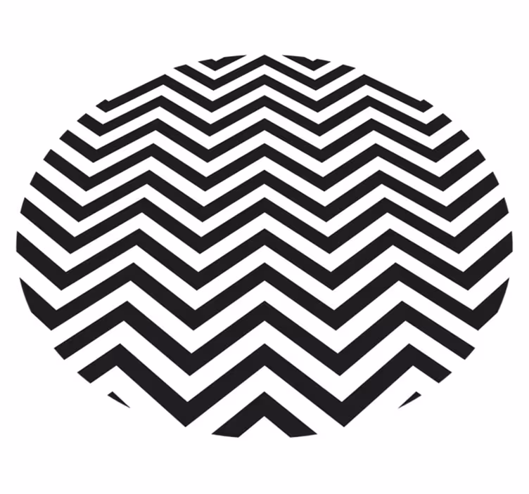 Alfombra vinilo redonda Líneas clásicas en zig zag en blanco y ne - TenVinilo