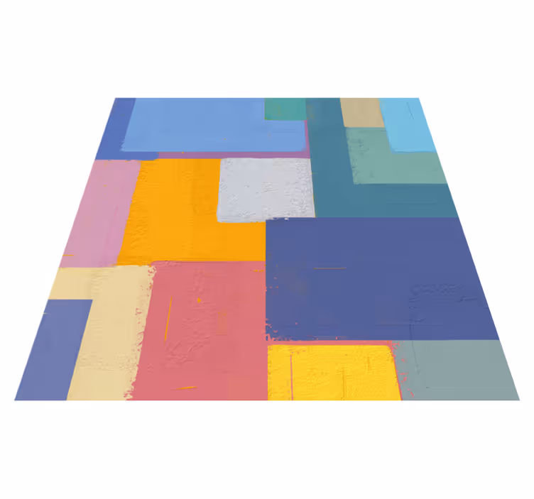 Alfombra vinílica geométrica cubos abstractos vibrantes - TenVinilo