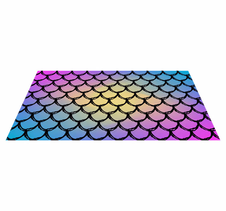 Alfombra vinílica rectangular patrón de escamas coloridas - TenVinilo