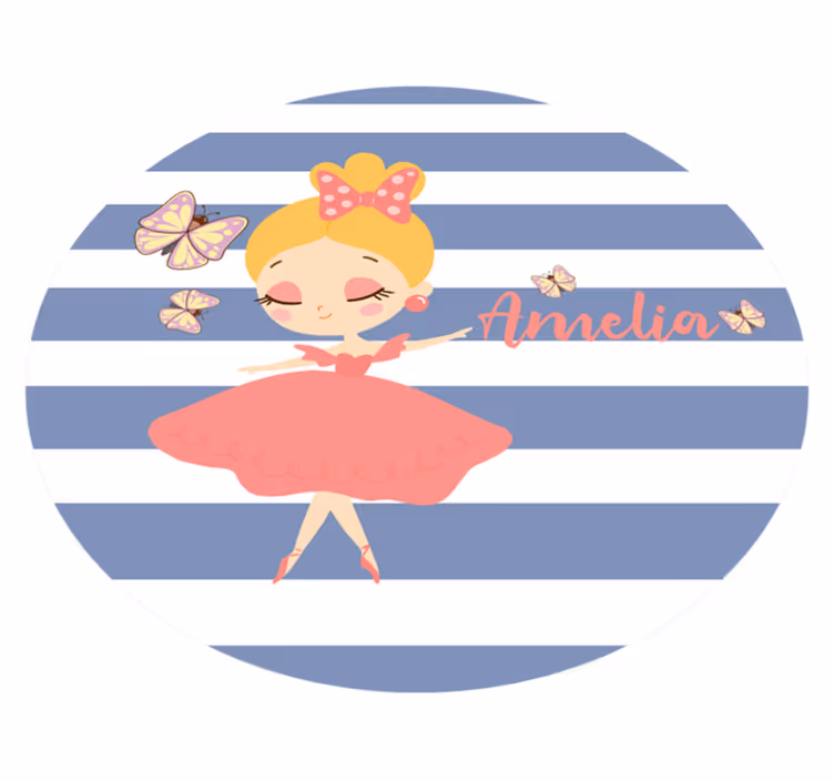 Alfombra vinílica personalizable Princesa con vestido rosa y mari - TenVinilo