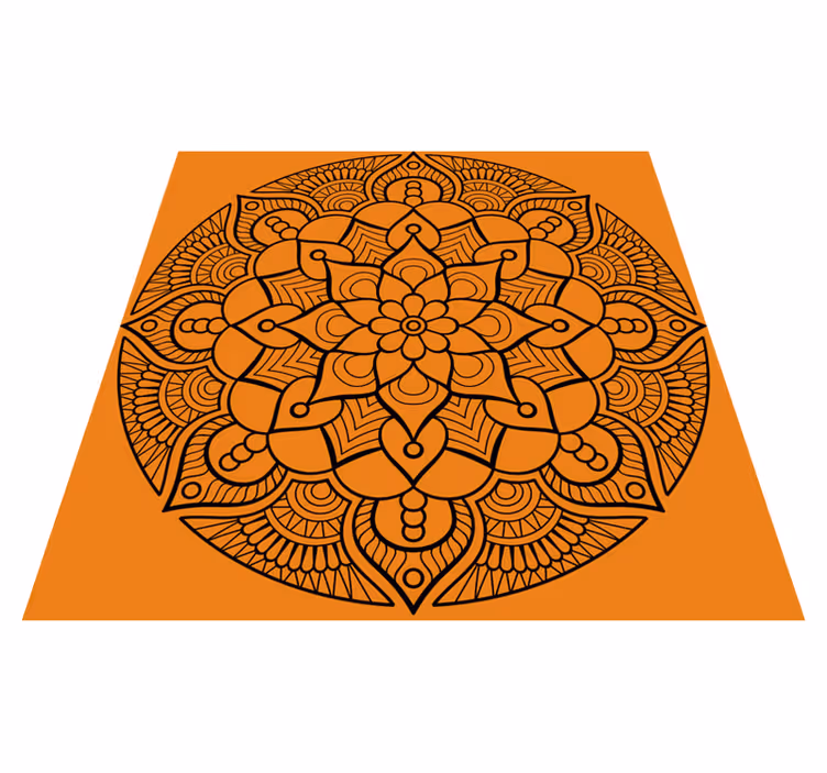 Alfombra vinílica mandala patrón mandala naranja - TenVinilo