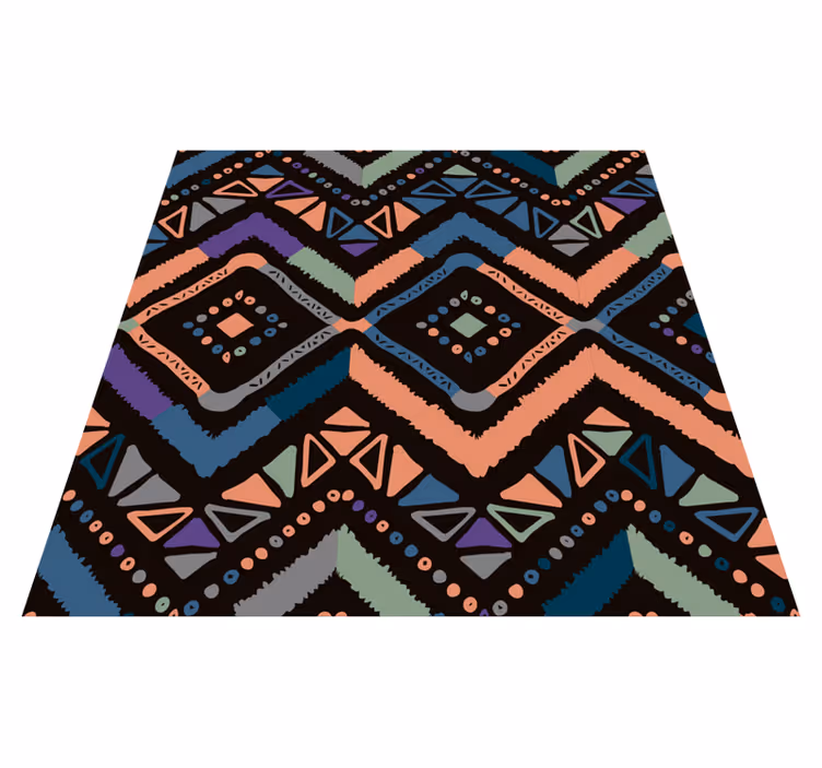 Alfombra de vinilo étnica Diseño nórdico azul y rosa - TenVinilo
