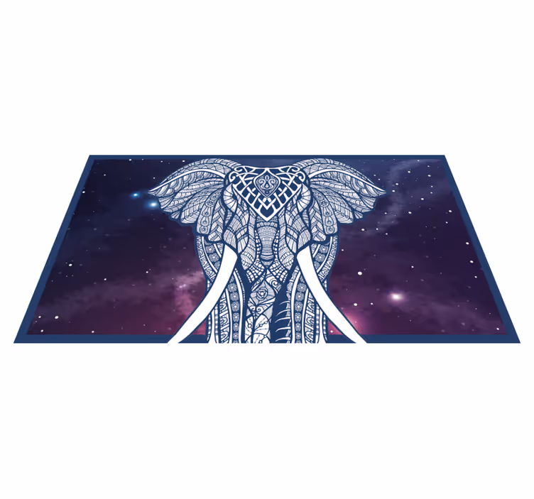 Alfombra de vinilo étnica Elefante cosmos multicolor - TenVinilo