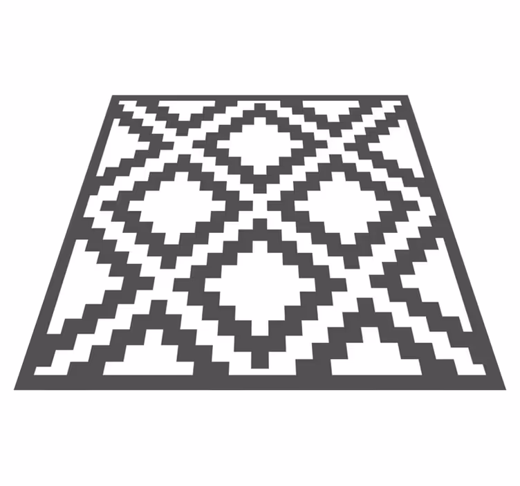 Alfombra vinílica geométrica patrón de diamante negro - TenVinilo