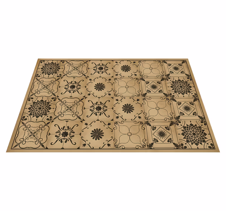 Alfombra vinílica imitación piedra motivo floral clásico - TenVinilo