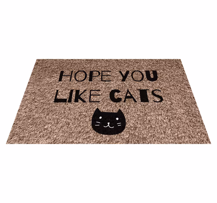 Alfombra vinilo recibidor Espero que te gusten los gatos - TenVinilo