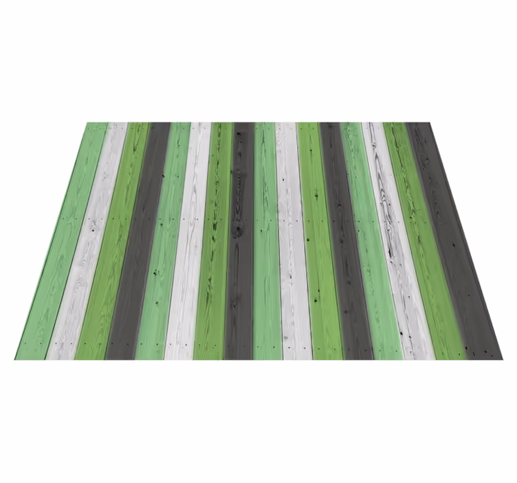 Alfombra vinílica imitación madera paneles de rayas verdes - TenVinilo