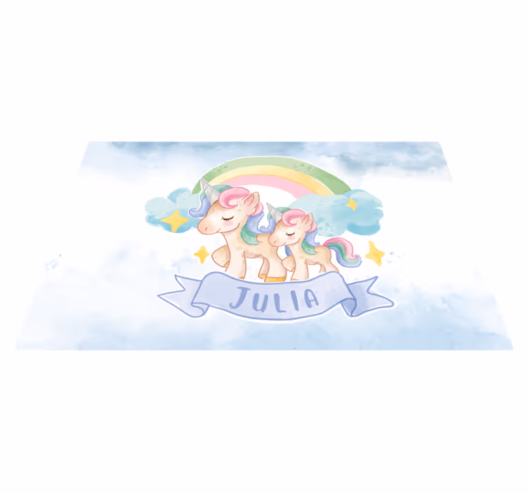 Alfombra vinílica infantil ilustración de familia unicornio - TenVinilo