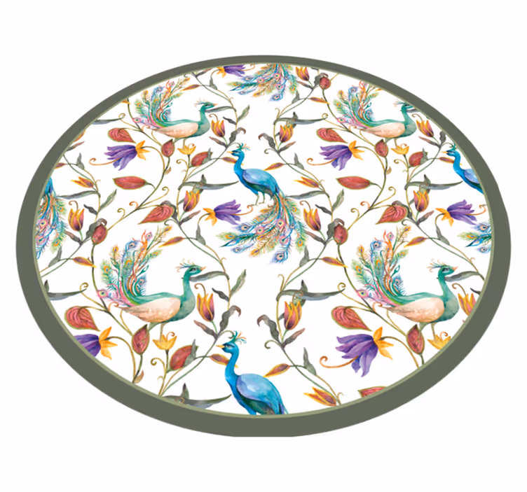Alfombra vinílica flores hermosas de pavo real - TenVinilo