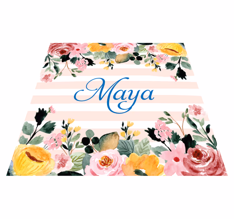 Alfombra vinílica dormitorio personalización floral - TenVinilo