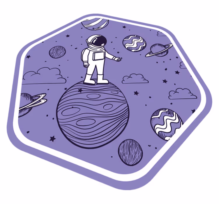 Alfombra vinílica de estrellas concepto de aventura cósmica - TenVinilo
