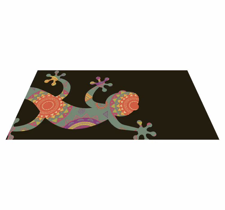 Alfombra vinílica mandala lagarto geométrico colorido - TenVinilo