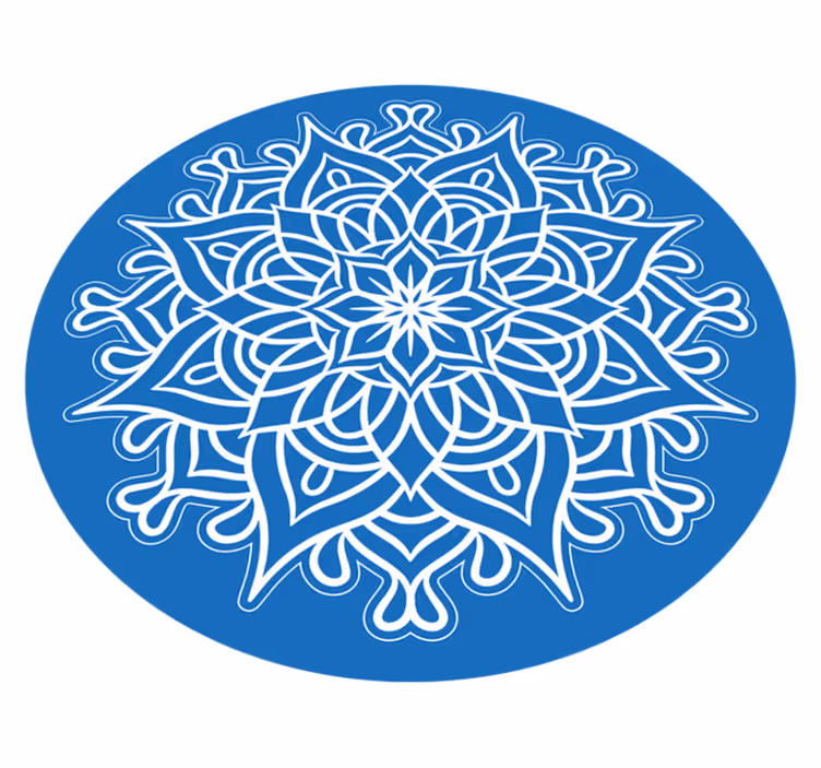 Alfombra vinílica mandala intrincada composición azul - TenVinilo