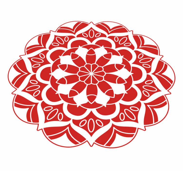 Alfombra vinílica mandala Patrón de mandala floral rojo - TenVinilo