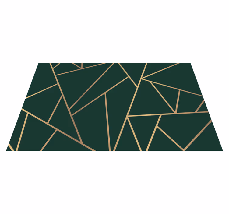 Alfombra exterior vinilo Fondo verde botella lineas doradas - TenVinilo