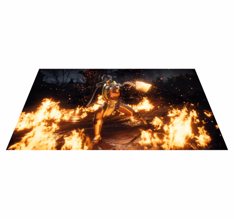 Alfombra vinílica juvenil acción ardiente de los personajes - TenVinilo