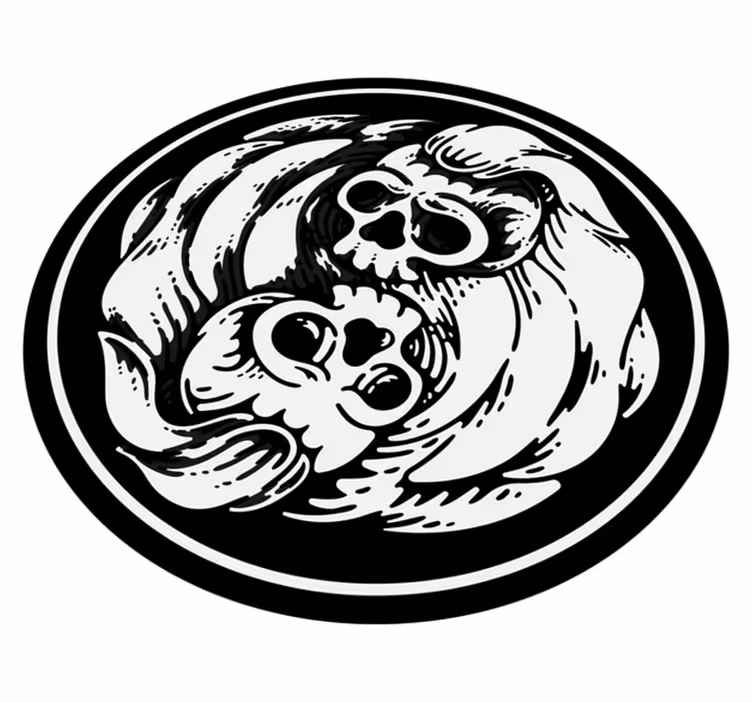 Alfombra vinílica salón Yin yang en blanco y negro - TenVinilo