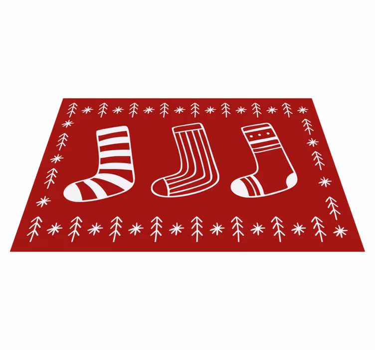 Alfombra vinílica navidad calcetines rojos de puño - TenVinilo