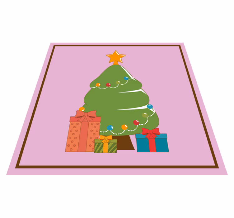Alfombra vinílica navidad ilustración de árbol con regalos - TenVinilo