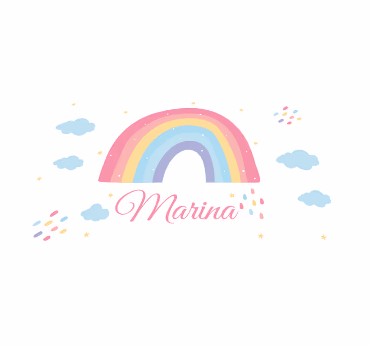 Alfombra vinílica personalizable Lindo arcoiris y nubes en colore - TenVinilo