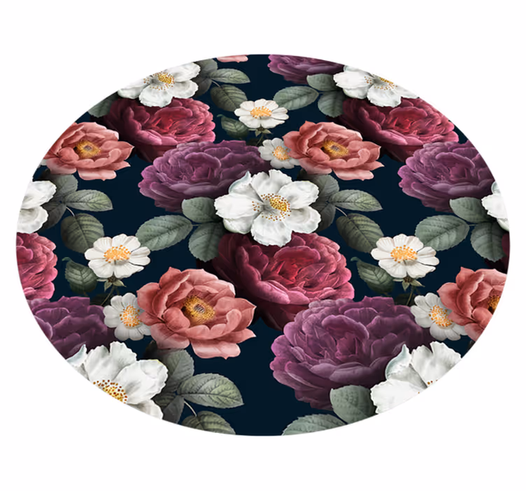 Alfombra vinílica flores elegante composición botánica - TenVinilo