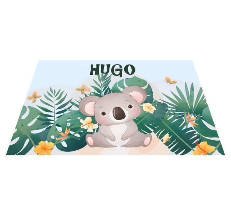 Alfombra vinílica bebé Lindo koala para niño con nombre - TenVinilo