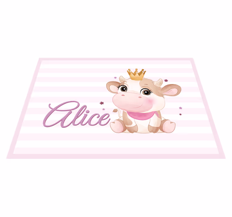 Alfombra vinílica personalizable lindo personaje de vaca - TenVinilo