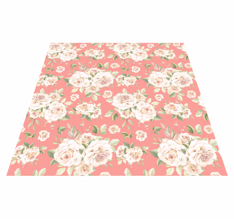 Alfombra vinílica flores Rosas de color rosa vintage sobre fondo  - TenVinilo
