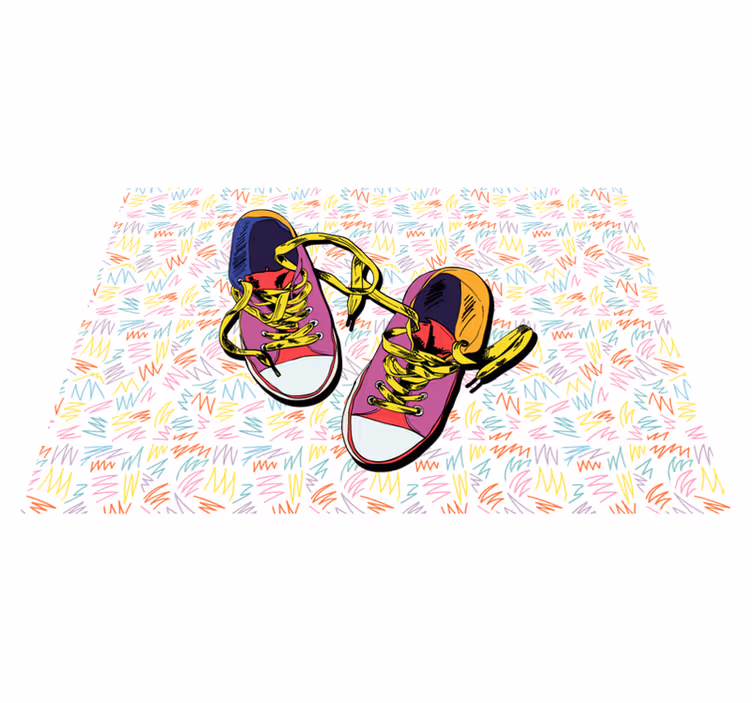 Alfombra vinílica juvenil patrón de zapatillas de colores - TenVinilo