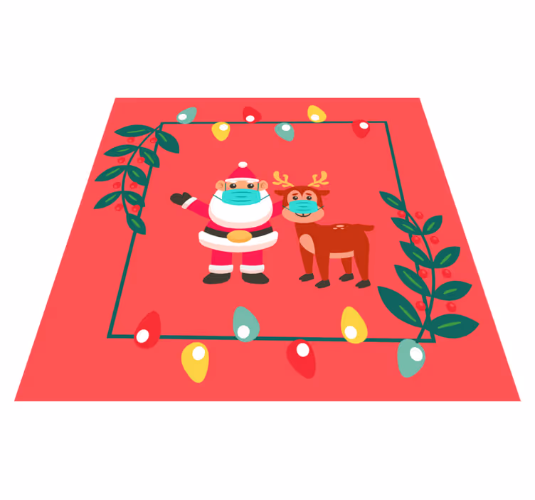 Alfombra vinílica navidad Cauteloso santa y reno - TenVinilo