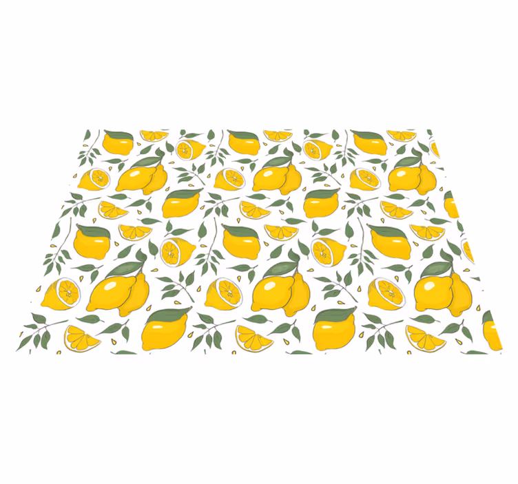 Alfombra vinílica cocina estampado floral de limón - TenVinilo