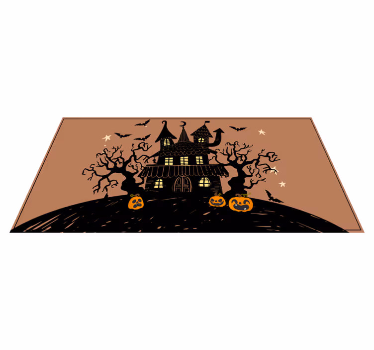 Alfombra vinílica Halloween escena de casa embrujada - TenVinilo